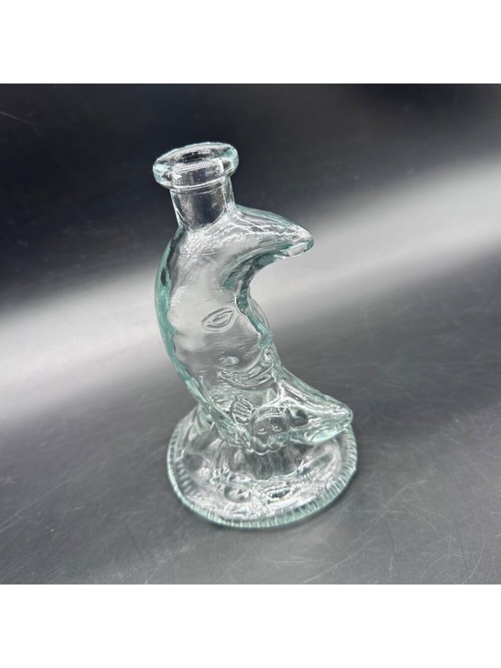Vintage Depose Kefla Man In The Moon Glass Decanter Celestial Bottle Clear